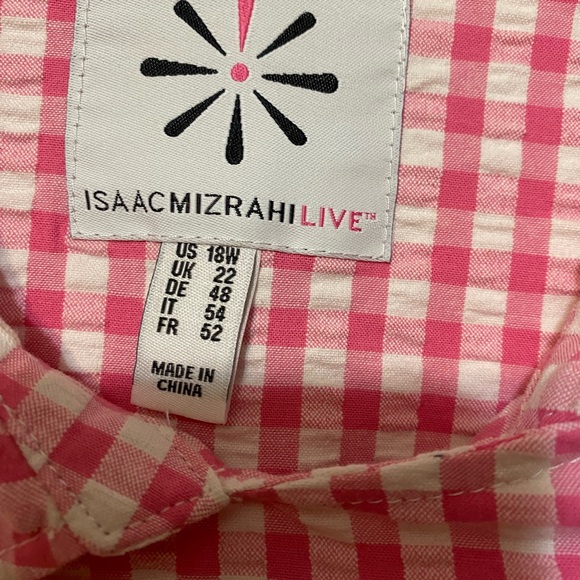 Isaac Mizrahi Live Jacket Women Plus Size 18W Lined Checks Peplum LS Pockets - Picture 2 of 4
